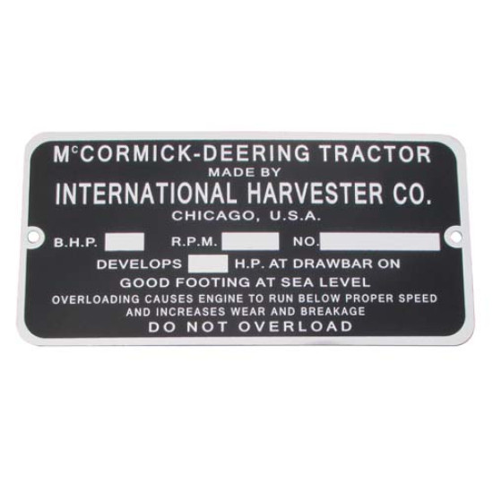 ID Serial Number Plate