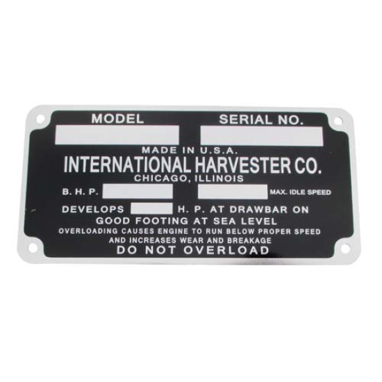 ID Serial Number Plate