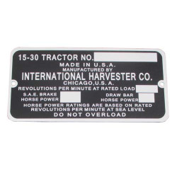 ID Serial Number Plate