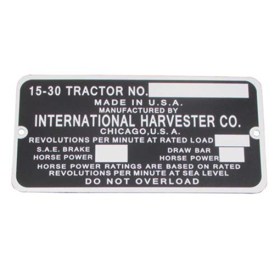 ID Serial Number Plate