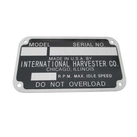 ID Serial Number Plate